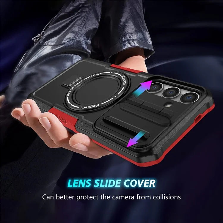 For Samsung Galaxy S24 Case Compatible with MagSafe PC+TPU Phone Case with Lens Lid