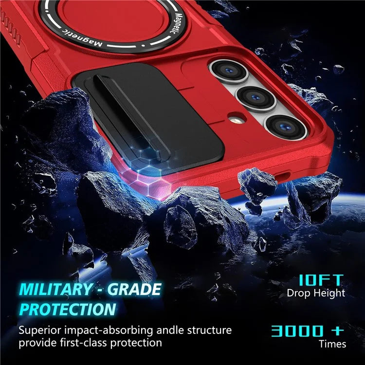 For Samsung Galaxy S24 Case Compatible with MagSafe PC+TPU Phone Case with Lens Lid