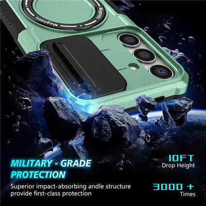 For Samsung Galaxy S24 Case Compatible with MagSafe PC+TPU Phone Case with Lens Lid