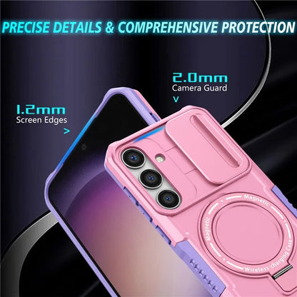For Samsung Galaxy S24 Case Compatible with MagSafe PC+TPU Phone Case with Lens Lid