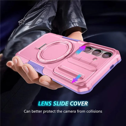 For Samsung Galaxy S24 Case Compatible with MagSafe PC+TPU Phone Case with Lens Lid