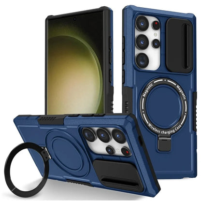 For Samsung Galaxy S24 Ultra Case PC+TPU Phone Cover with Lens Lid Compatible with MagSafe