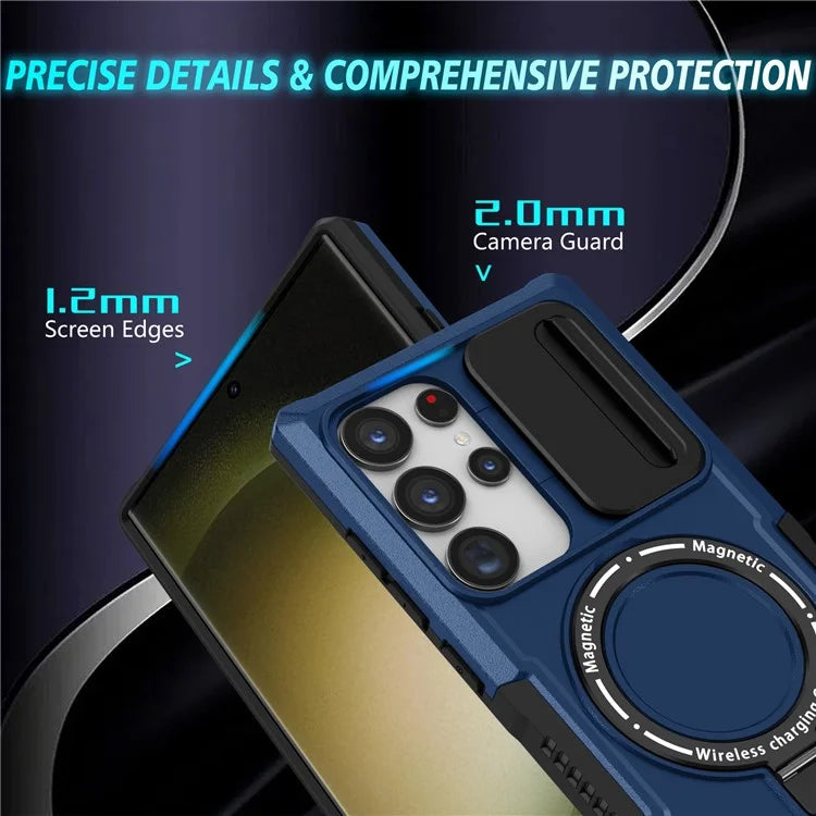 For Samsung Galaxy S24 Ultra Case PC+TPU Phone Cover with Lens Lid Compatible with MagSafe