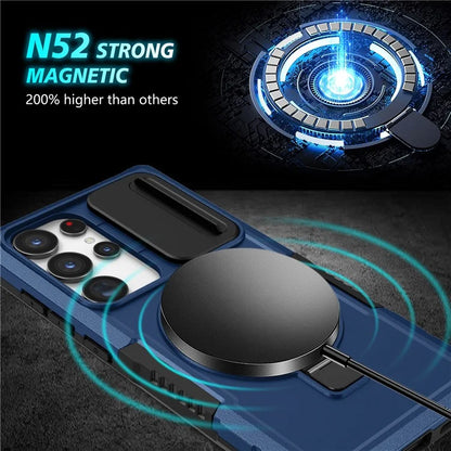 For Samsung Galaxy S24 Ultra Case PC+TPU Phone Cover with Lens Lid Compatible with MagSafe