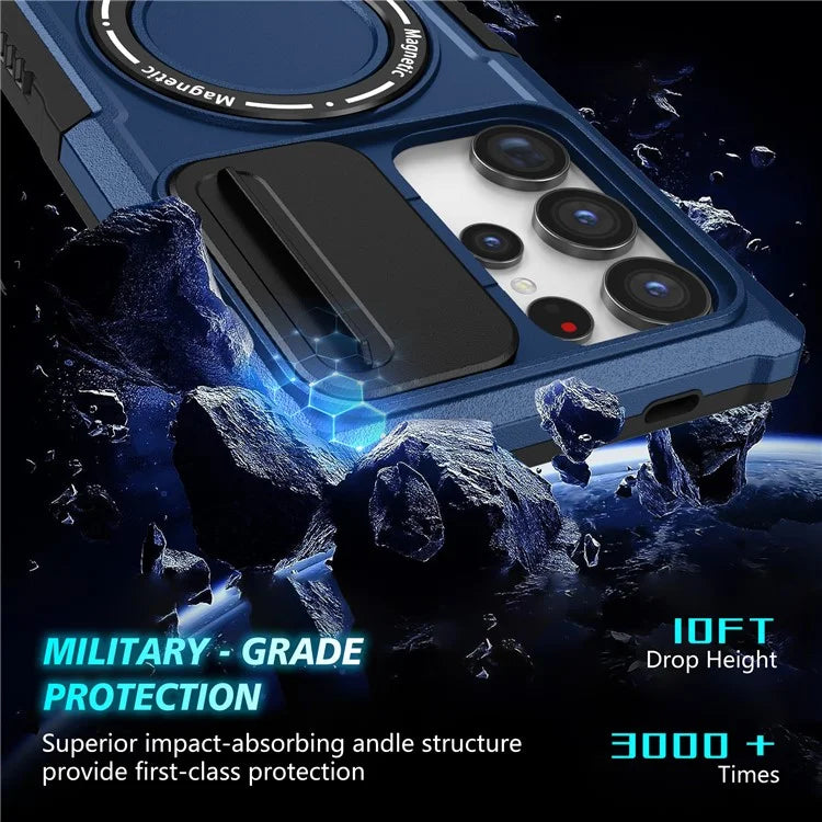 For Samsung Galaxy S24 Ultra Case PC+TPU Phone Cover with Lens Lid Compatible with MagSafe