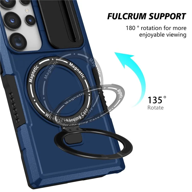 For Samsung Galaxy S24 Ultra Case PC+TPU Phone Cover with Lens Lid Compatible with MagSafe