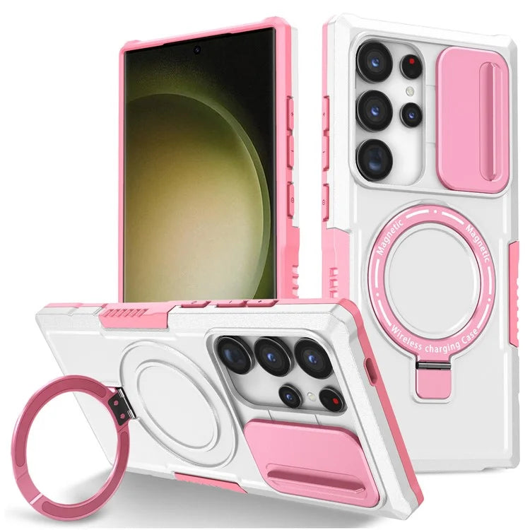For Samsung Galaxy S24 Ultra Case PC+TPU Phone Cover with Lens Lid Compatible with MagSafe