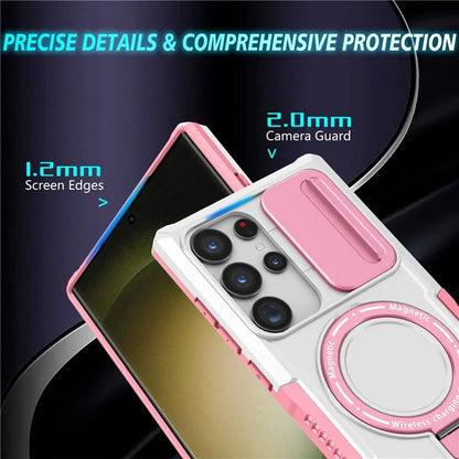 For Samsung Galaxy S24 Ultra Case PC+TPU Phone Cover with Lens Lid Compatible with MagSafe