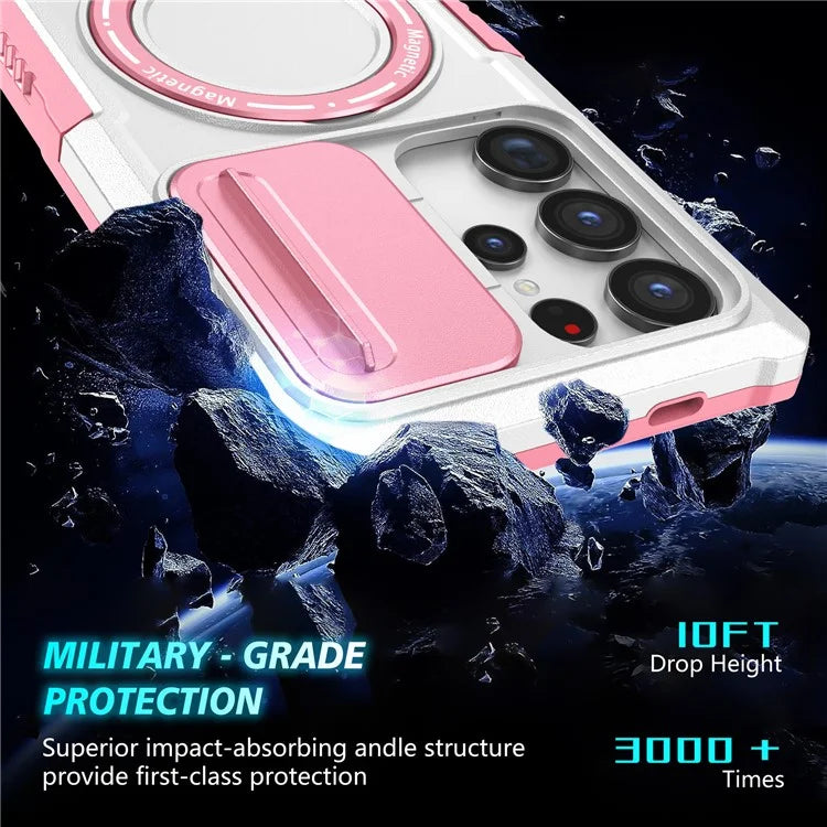 For Samsung Galaxy S24 Ultra Case PC+TPU Phone Cover with Lens Lid Compatible with MagSafe