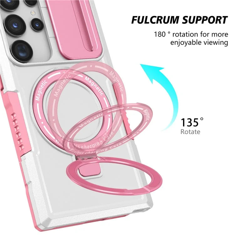 For Samsung Galaxy S24 Ultra Case PC+TPU Phone Cover with Lens Lid Compatible with MagSafe