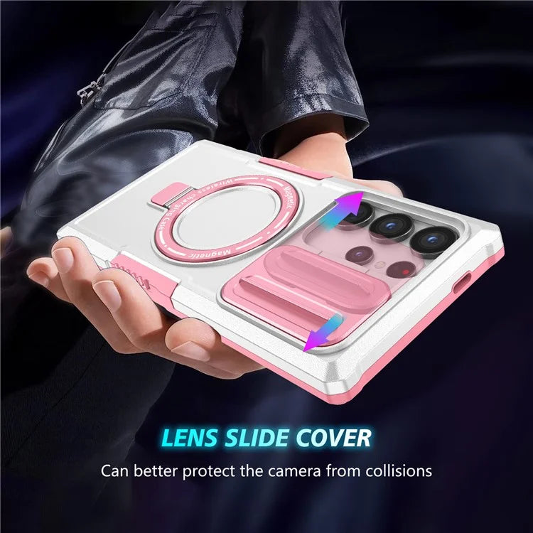 For Samsung Galaxy S24 Ultra Case PC+TPU Phone Cover with Lens Lid Compatible with MagSafe