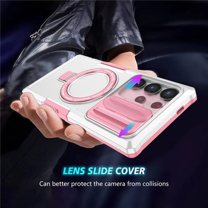 For Samsung Galaxy S24 Ultra Case PC+TPU Phone Cover with Lens Lid Compatible with MagSafe