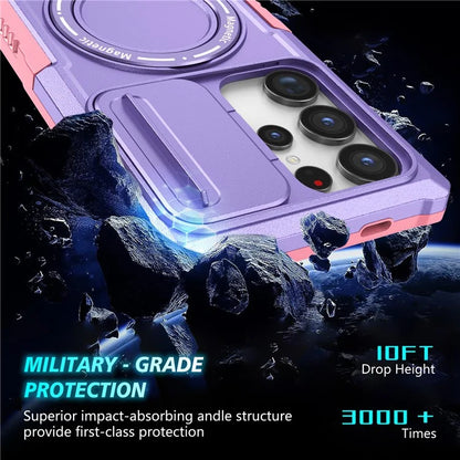 For Samsung Galaxy S24 Ultra Case PC+TPU Phone Cover with Lens Lid Compatible with MagSafe