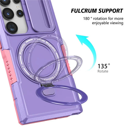 For Samsung Galaxy S24 Ultra Case PC+TPU Phone Cover with Lens Lid Compatible with MagSafe