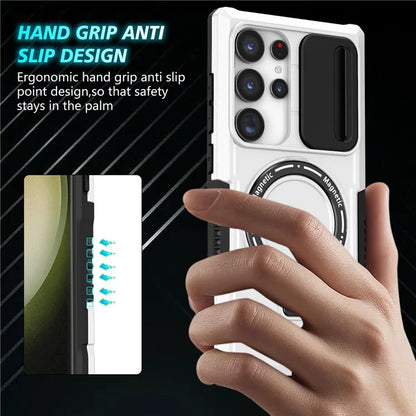 For Samsung Galaxy S24 Ultra Case PC+TPU Phone Cover with Lens Lid Compatible with MagSafe