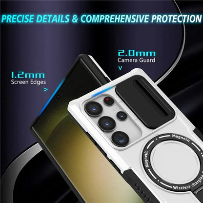 For Samsung Galaxy S24 Ultra Case PC+TPU Phone Cover with Lens Lid Compatible with MagSafe
