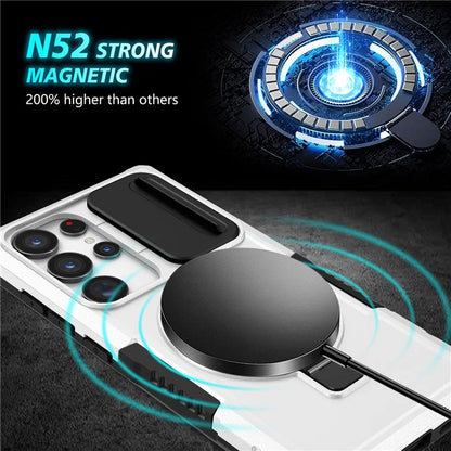 For Samsung Galaxy S24 Ultra Case PC+TPU Phone Cover with Lens Lid Compatible with MagSafe