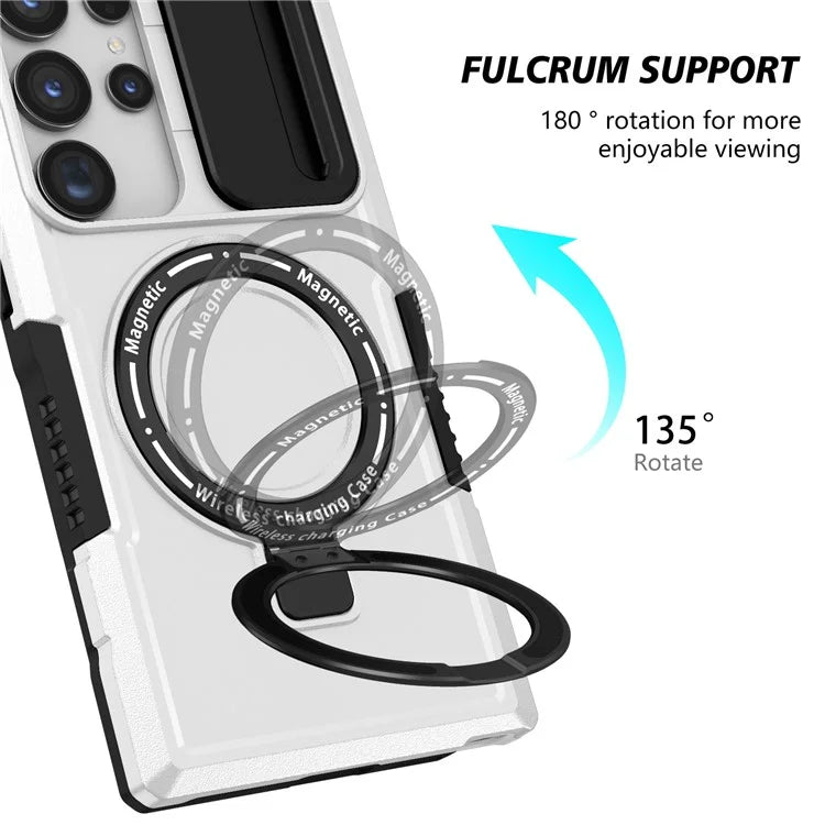 For Samsung Galaxy S24 Ultra Case PC+TPU Phone Cover with Lens Lid Compatible with MagSafe