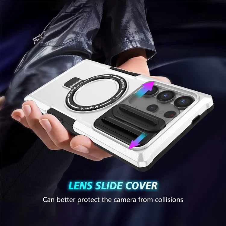 For Samsung Galaxy S24 Ultra Case PC+TPU Phone Cover with Lens Lid Compatible with MagSafe