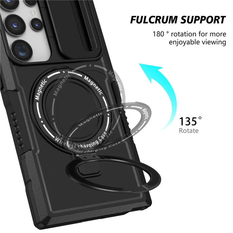 For Samsung Galaxy S24 Ultra Case PC+TPU Phone Cover with Lens Lid Compatible with MagSafe