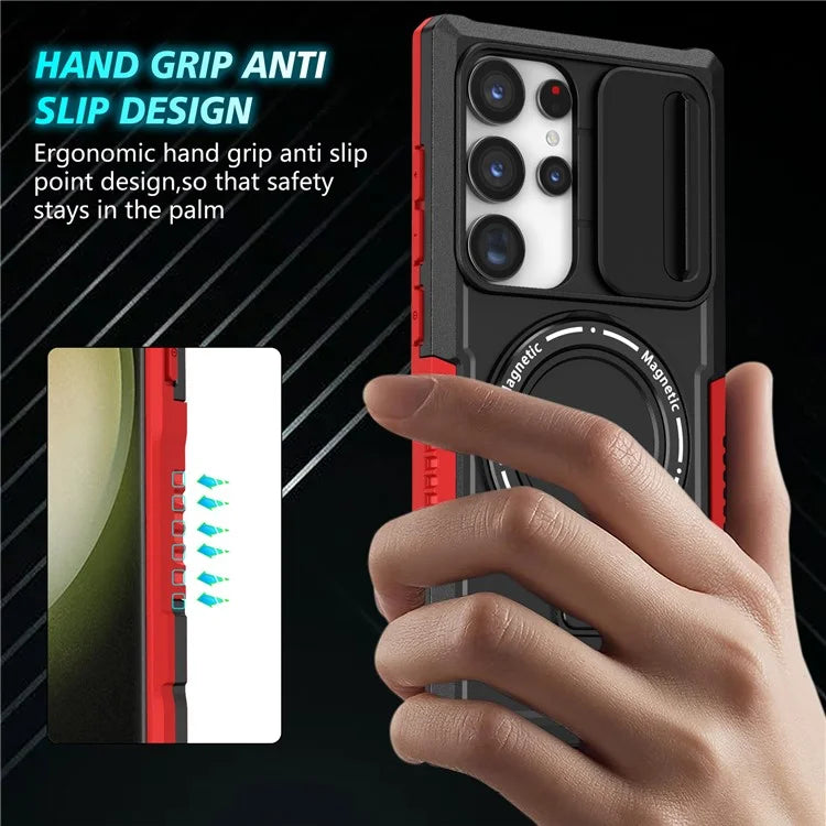 For Samsung Galaxy S24 Ultra Case PC+TPU Phone Cover with Lens Lid Compatible with MagSafe