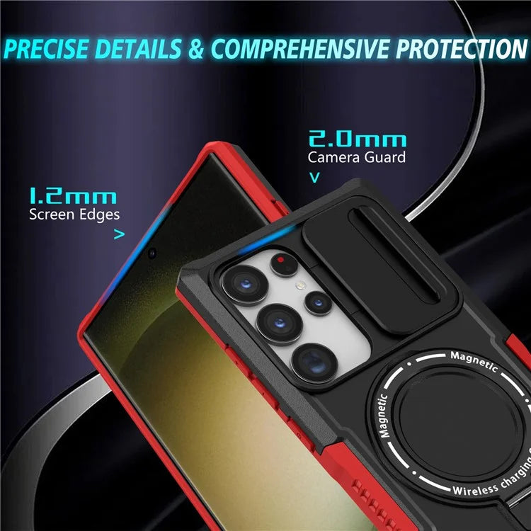For Samsung Galaxy S24 Ultra Case PC+TPU Phone Cover with Lens Lid Compatible with MagSafe