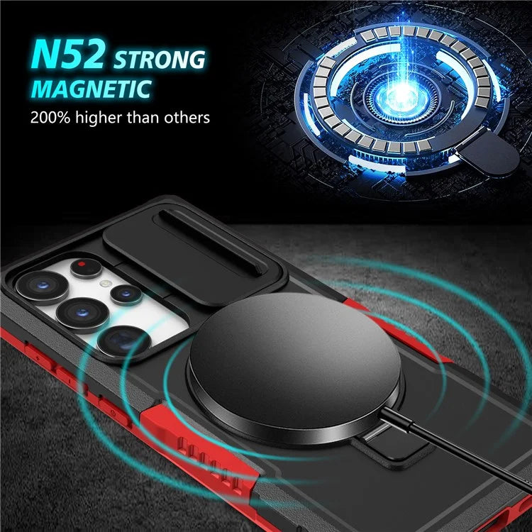 For Samsung Galaxy S24 Ultra Case PC+TPU Phone Cover with Lens Lid Compatible with MagSafe