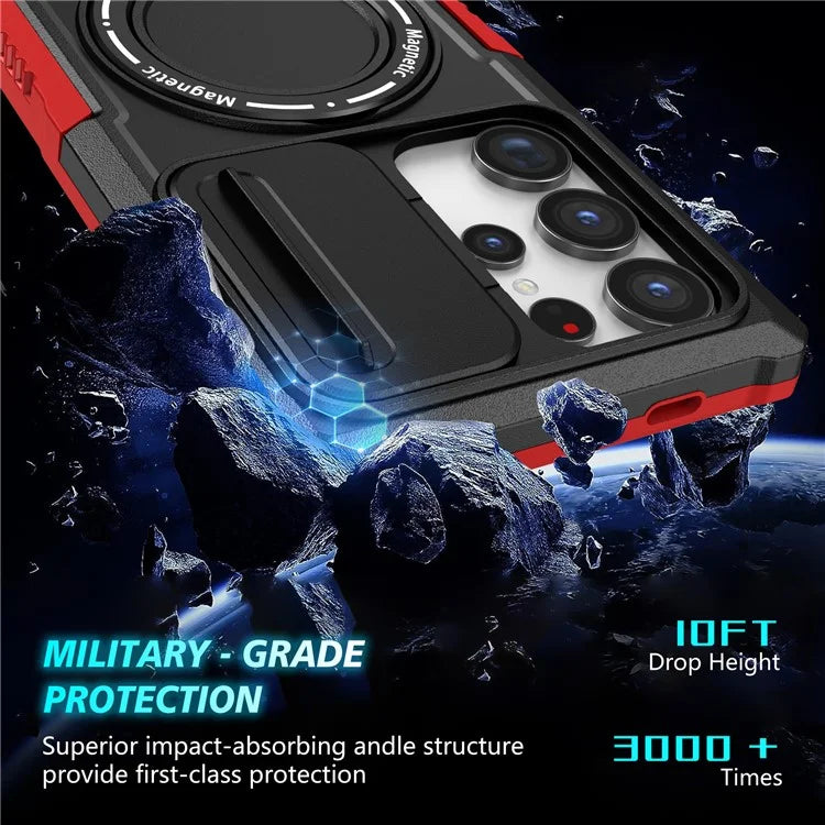For Samsung Galaxy S24 Ultra Case PC+TPU Phone Cover with Lens Lid Compatible with MagSafe