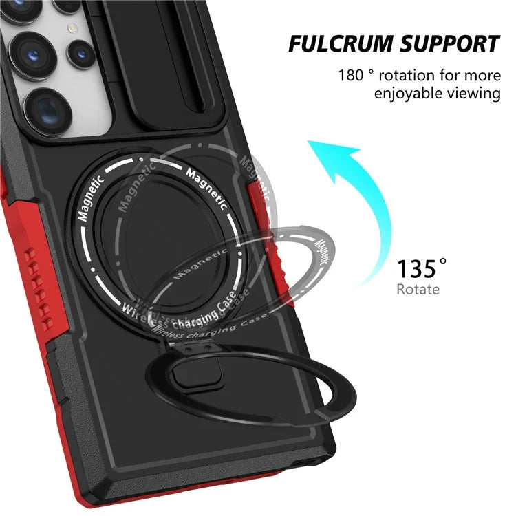 For Samsung Galaxy S24 Ultra Case PC+TPU Phone Cover with Lens Lid Compatible with MagSafe