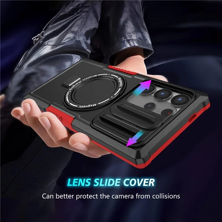 For Samsung Galaxy S24 Ultra Case PC+TPU Phone Cover with Lens Lid Compatible with MagSafe
