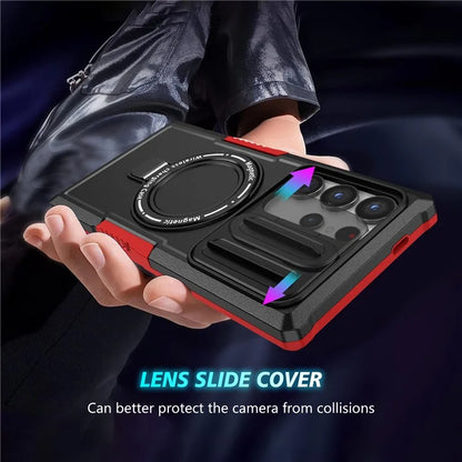 For Samsung Galaxy S24 Ultra Case PC+TPU Phone Cover with Lens Lid Compatible with MagSafe