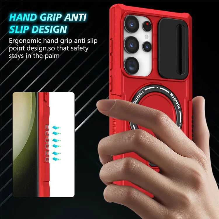For Samsung Galaxy S24 Ultra Case PC+TPU Phone Cover with Lens Lid Compatible with MagSafe