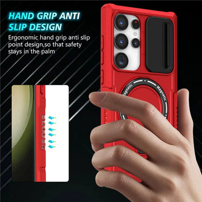 For Samsung Galaxy S24 Ultra Case PC+TPU Phone Cover with Lens Lid Compatible with MagSafe