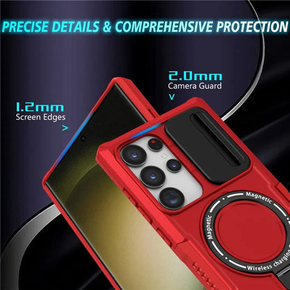 For Samsung Galaxy S24 Ultra Case PC+TPU Phone Cover with Lens Lid Compatible with MagSafe