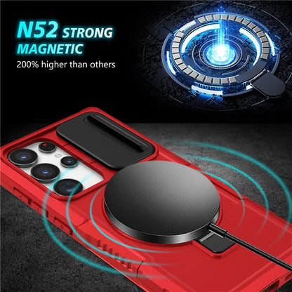 For Samsung Galaxy S24 Ultra Case PC+TPU Phone Cover with Lens Lid Compatible with MagSafe