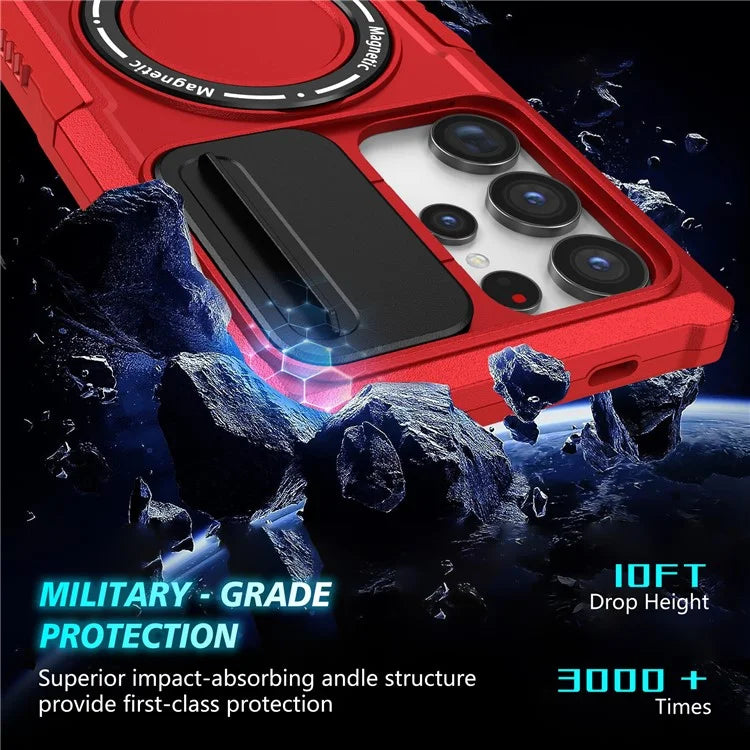 For Samsung Galaxy S24 Ultra Case PC+TPU Phone Cover with Lens Lid Compatible with MagSafe