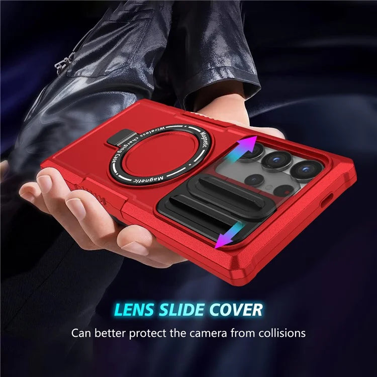 For Samsung Galaxy S24 Ultra Case PC+TPU Phone Cover with Lens Lid Compatible with MagSafe