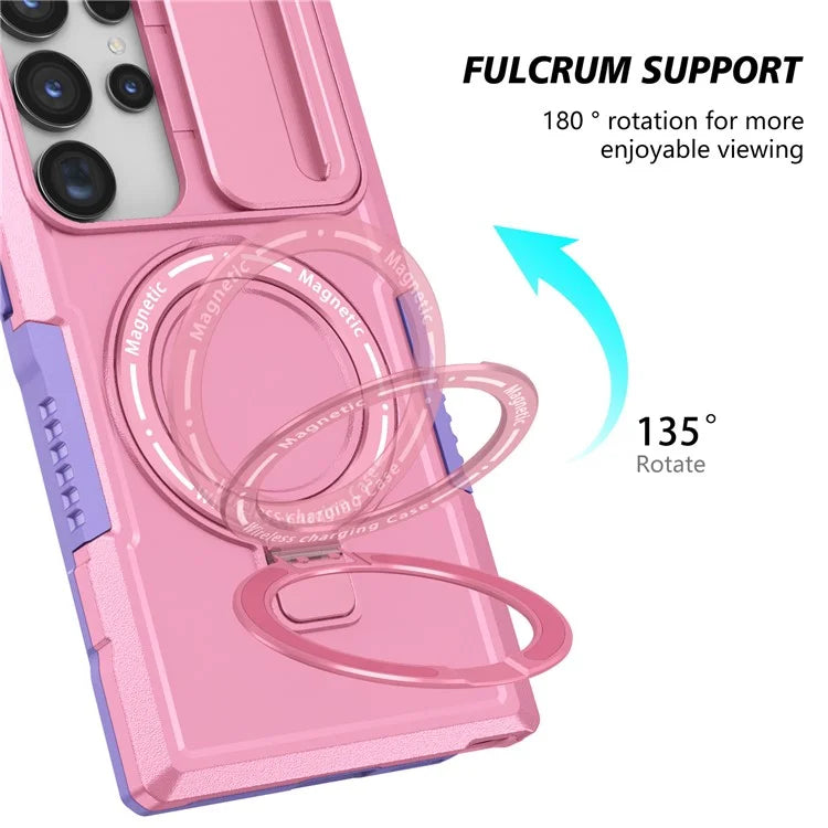For Samsung Galaxy S24 Ultra Case PC+TPU Phone Cover with Lens Lid Compatible with MagSafe