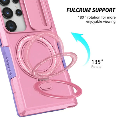 For Samsung Galaxy S24 Ultra Case PC+TPU Phone Cover with Lens Lid Compatible with MagSafe