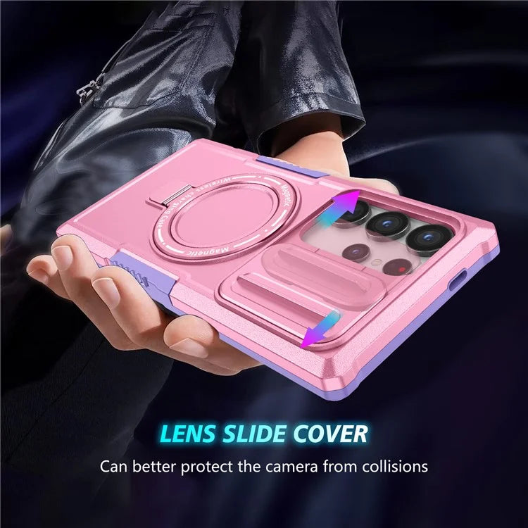 For Samsung Galaxy S24 Ultra Case PC+TPU Phone Cover with Lens Lid Compatible with MagSafe