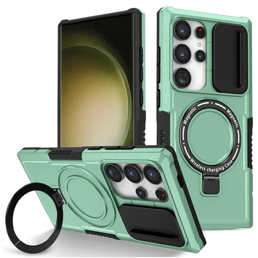 For Samsung Galaxy S24 Ultra Case PC+TPU Phone Cover with Lens Lid Compatible with MagSafe