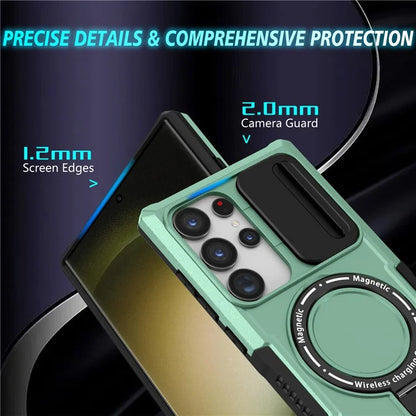 For Samsung Galaxy S24 Ultra Case PC+TPU Phone Cover with Lens Lid Compatible with MagSafe