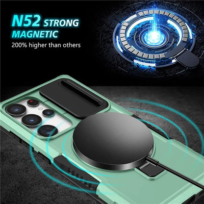 For Samsung Galaxy S24 Ultra Case PC+TPU Phone Cover with Lens Lid Compatible with MagSafe