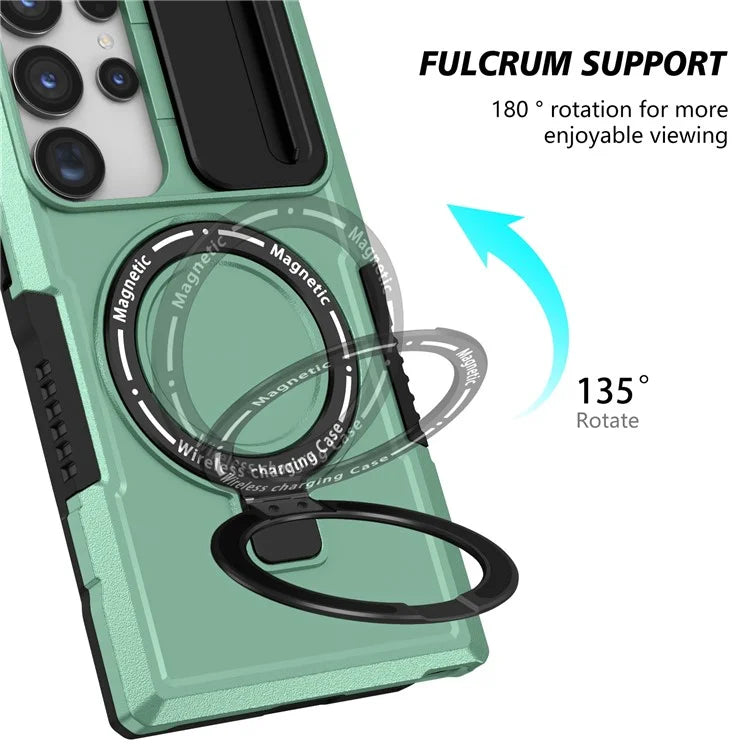 For Samsung Galaxy S24 Ultra Case PC+TPU Phone Cover with Lens Lid Compatible with MagSafe