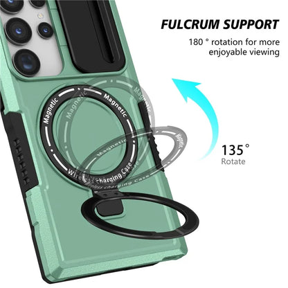 For Samsung Galaxy S24 Ultra Case PC+TPU Phone Cover with Lens Lid Compatible with MagSafe