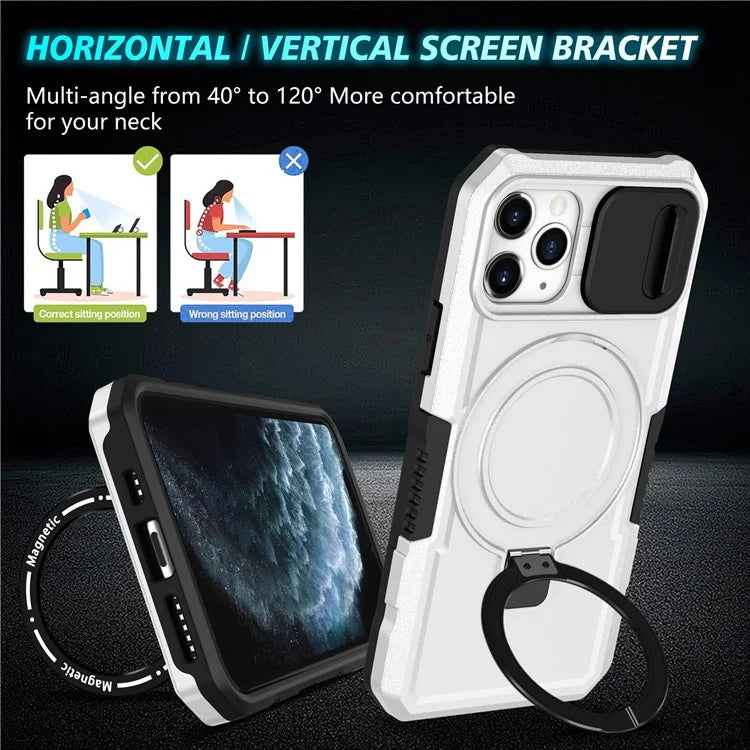 For iPhone 11 Pro Case Compatible with MagSafe PC+TPU Camera Protection Phone Cover / White