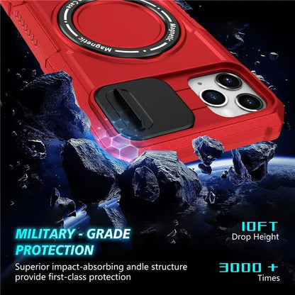 For iPhone 11 Pro Max Case Kickstand PC+TPU Magnetic Phone Cover with Lens Guard