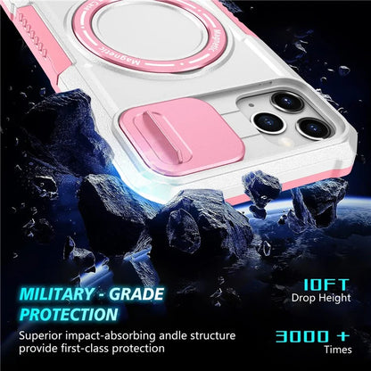 For iPhone 11 Pro Max Case Kickstand PC+TPU Magnetic Phone Cover with Lens Guard