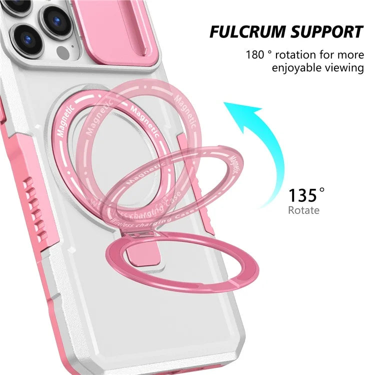 For iPhone 13 Pro Max 6.7 inch Magnetic Case with Sliding Camera Cover Kickstand Shockproof Phone Shell