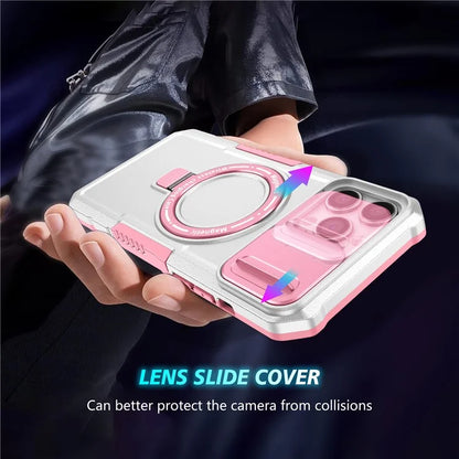 For iPhone 13 Pro Max 6.7 inch Magnetic Case with Sliding Camera Cover Kickstand Shockproof Phone Shell